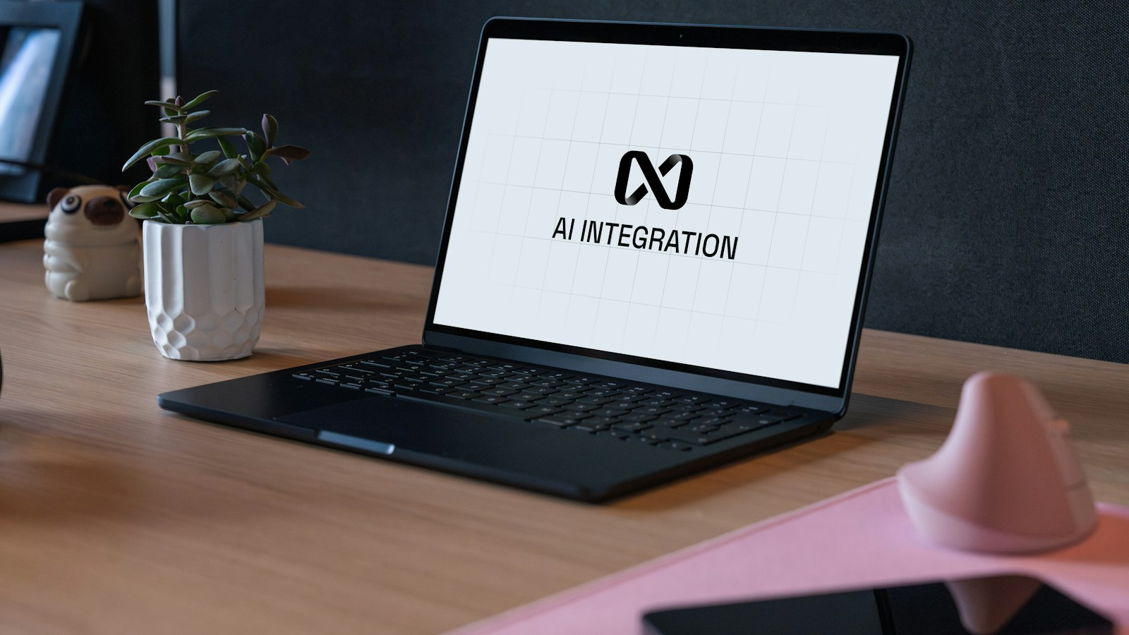 A laptop on a desk displaying an AI integration screen