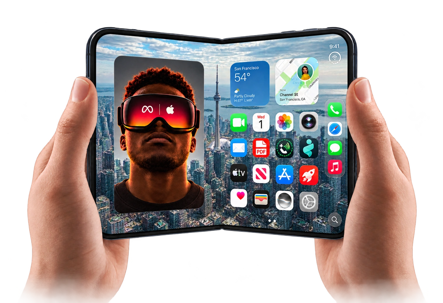 Apprika’s Toronto-inspired foldable-device hero artwork