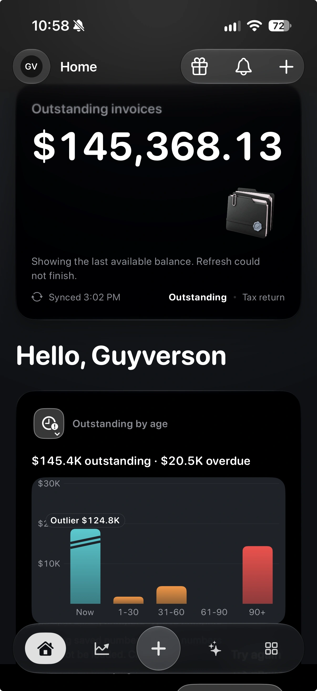 Invo.tax mobile app running on an iPhone